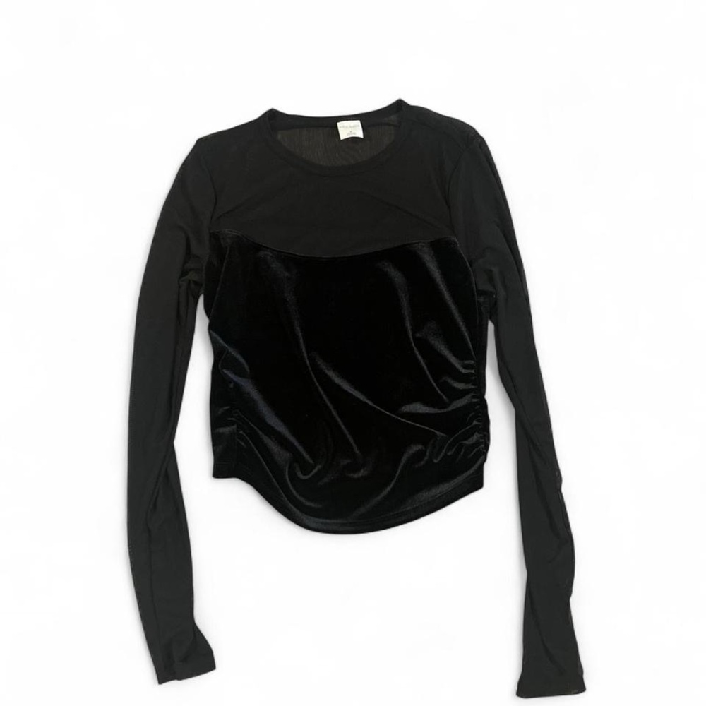 Wild Fable Black Velvet Long Sleeve Top Size M